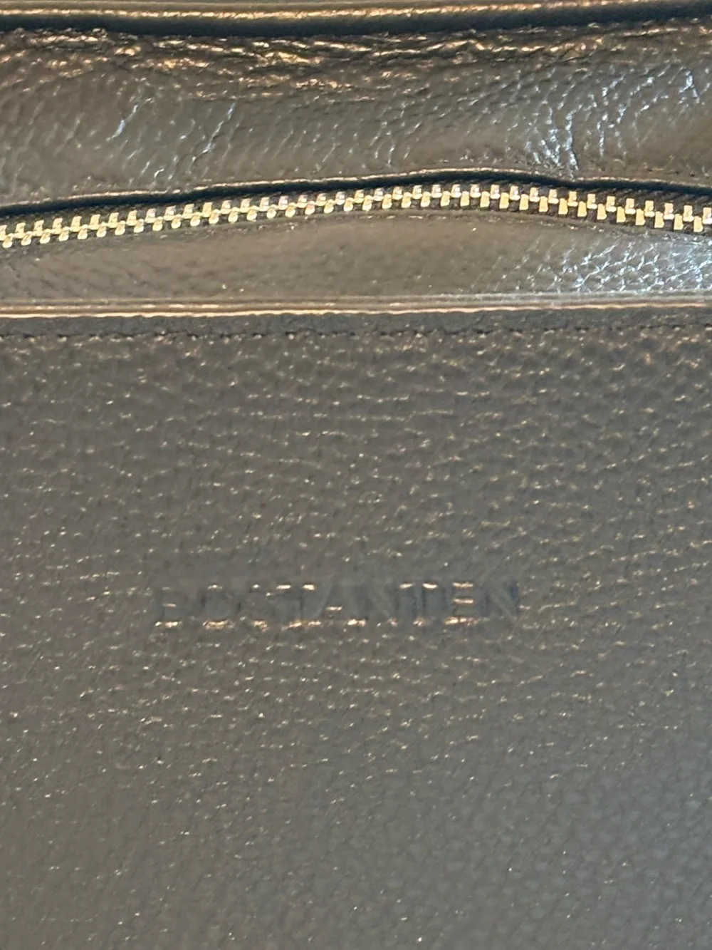 Bostanten Black Pebble Leather Shoulder Bag with Front Zip Pocket - Picture 5 of 13